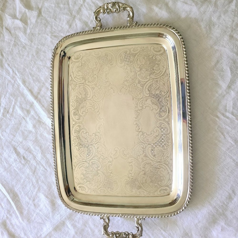 Vintage silver-plated serving tray